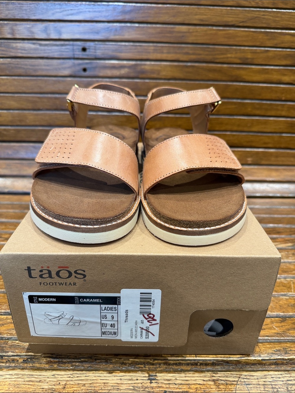 Taos Footwear Caramel Leather Strap Sandals